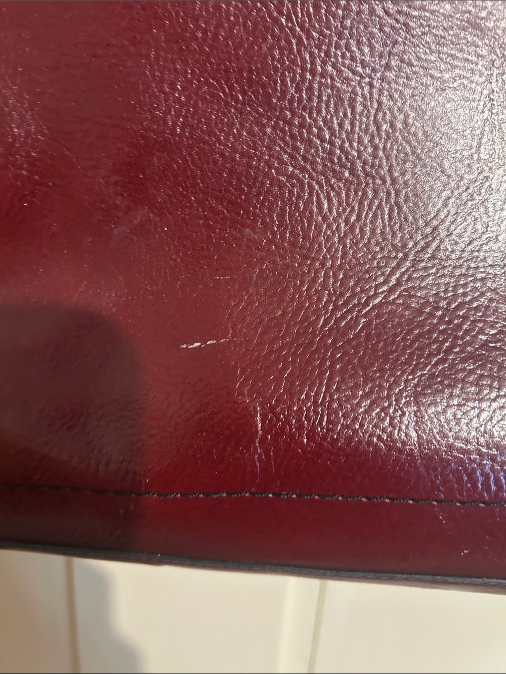 Pelle Studio Burgundy Fuax Leather Tote Bag with Top Handles - Picture 3 of 9